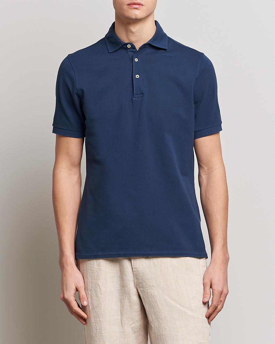 Herr | Pikéer | Stenströms | Pigment Dyed Cotton Polo Shirt Navy