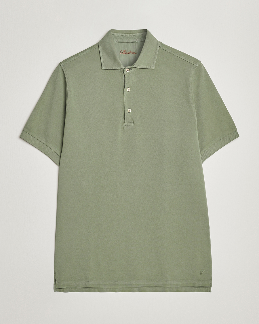 Herr | Pikéer | Stenströms | Pigment Dyed Cotton Polo Shirt Green