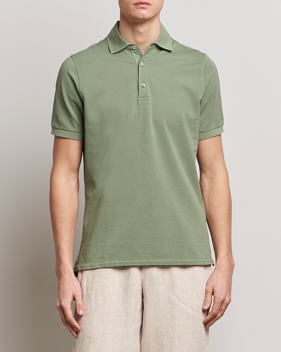 Herr | Stenströms | Stenströms | Pigment Dyed Cotton Polo Shirt Green