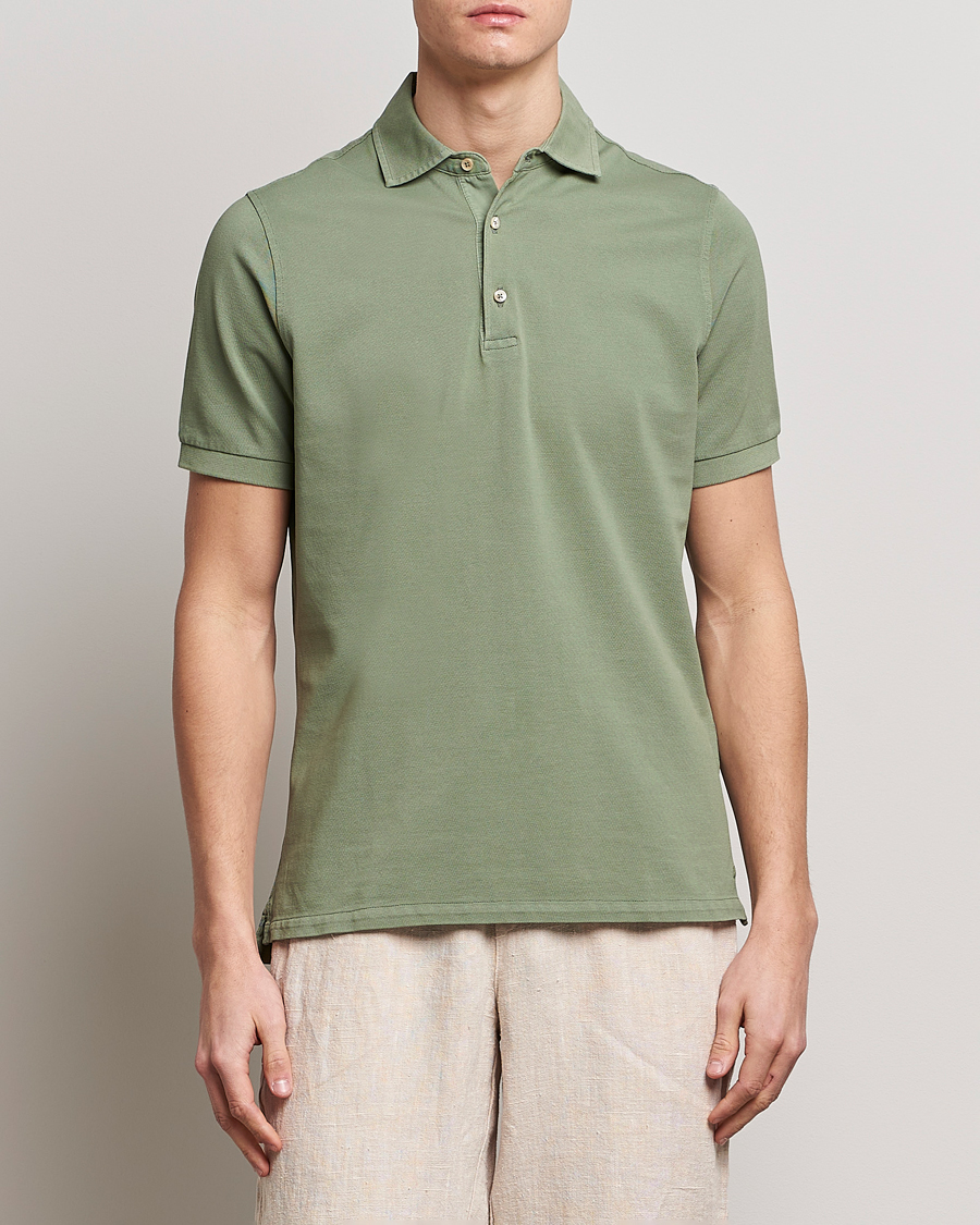 Herr | Pikéer | Stenströms | Pigment Dyed Cotton Polo Shirt Green