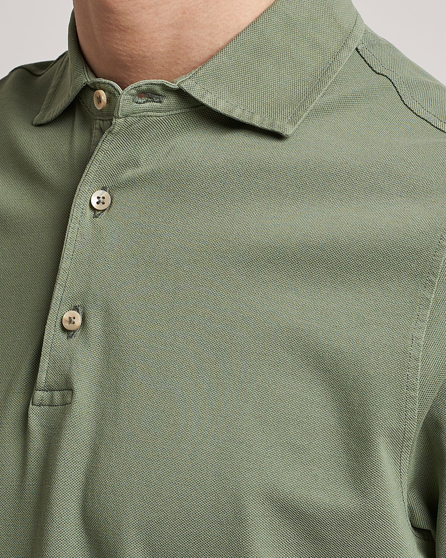 Herr | Pikéer | Stenströms | Pigment Dyed Cotton Polo Shirt Green