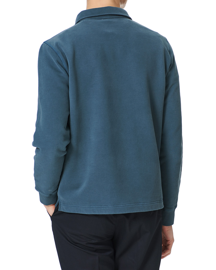 Herr | Tröjor | Sunspel | Zip Polo Sweatshirt Dark Petrol