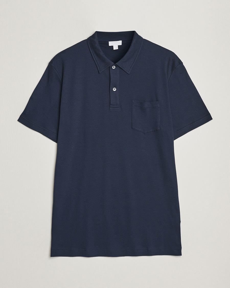 Herr | Pikéer | Sunspel | Sea Island Jersey Riviera Polo Navy
