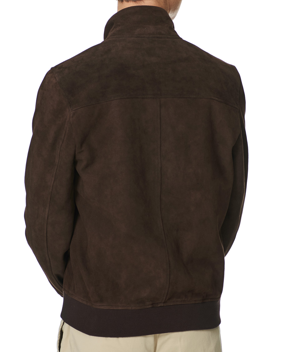 Herr | Jackor | Valstar | Suede Zip Blouson Dark Brown