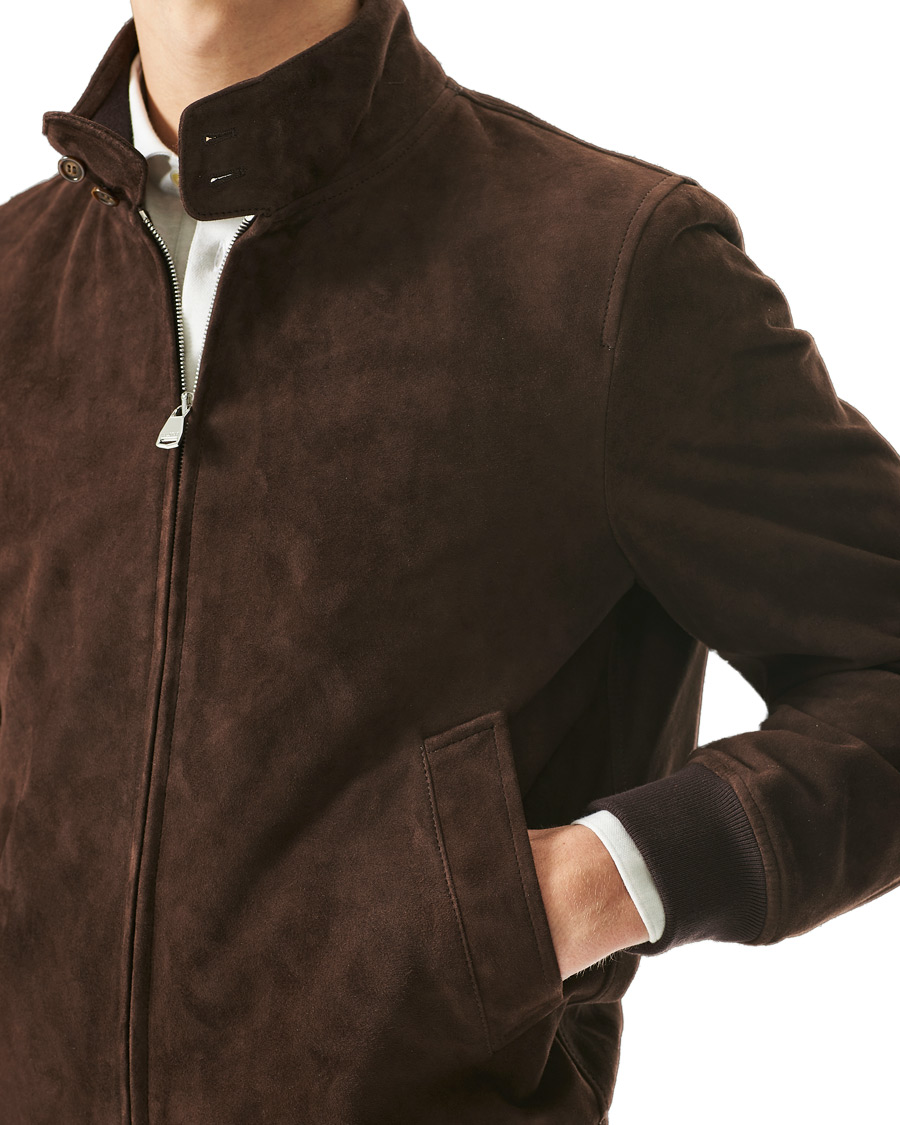 Herr | Jackor | Valstar | Suede Zip Blouson Dark Brown