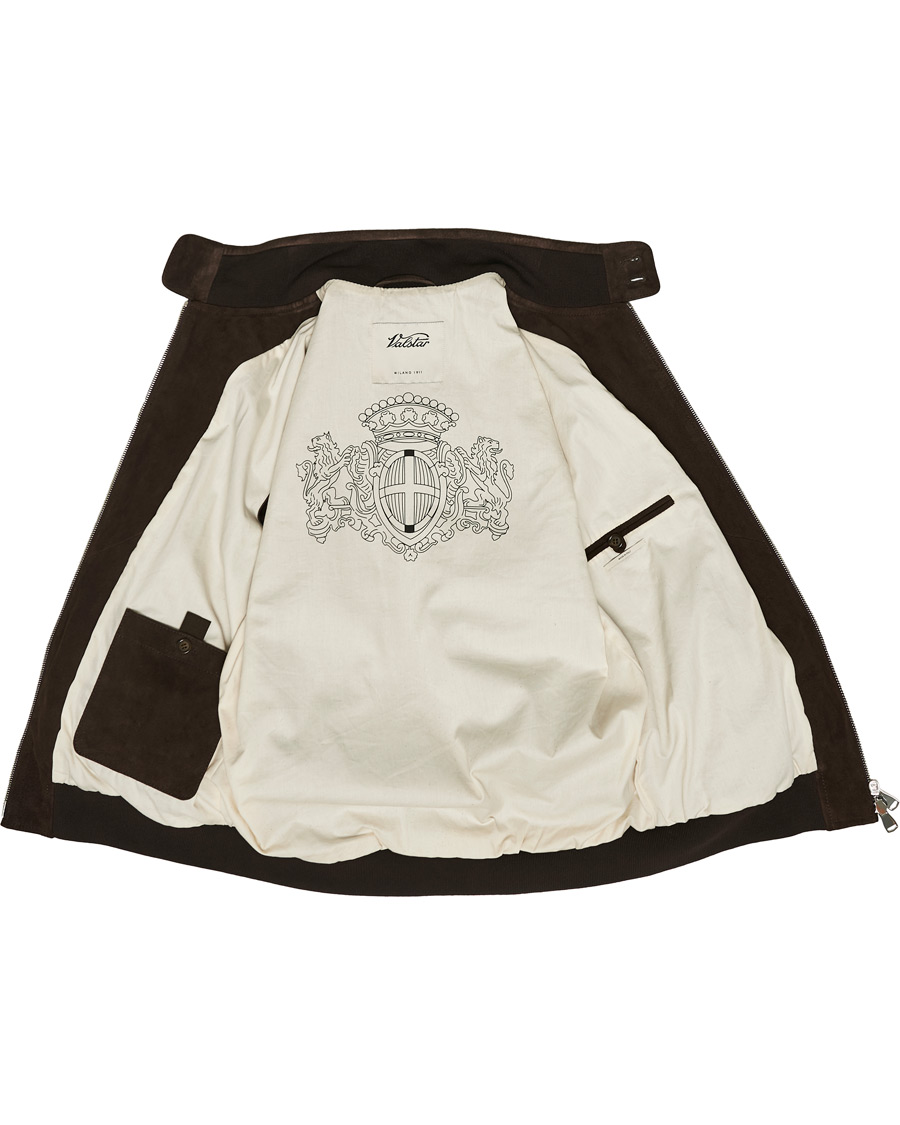 Herr | Jackor | Valstar | Suede Zip Blouson Dark Brown