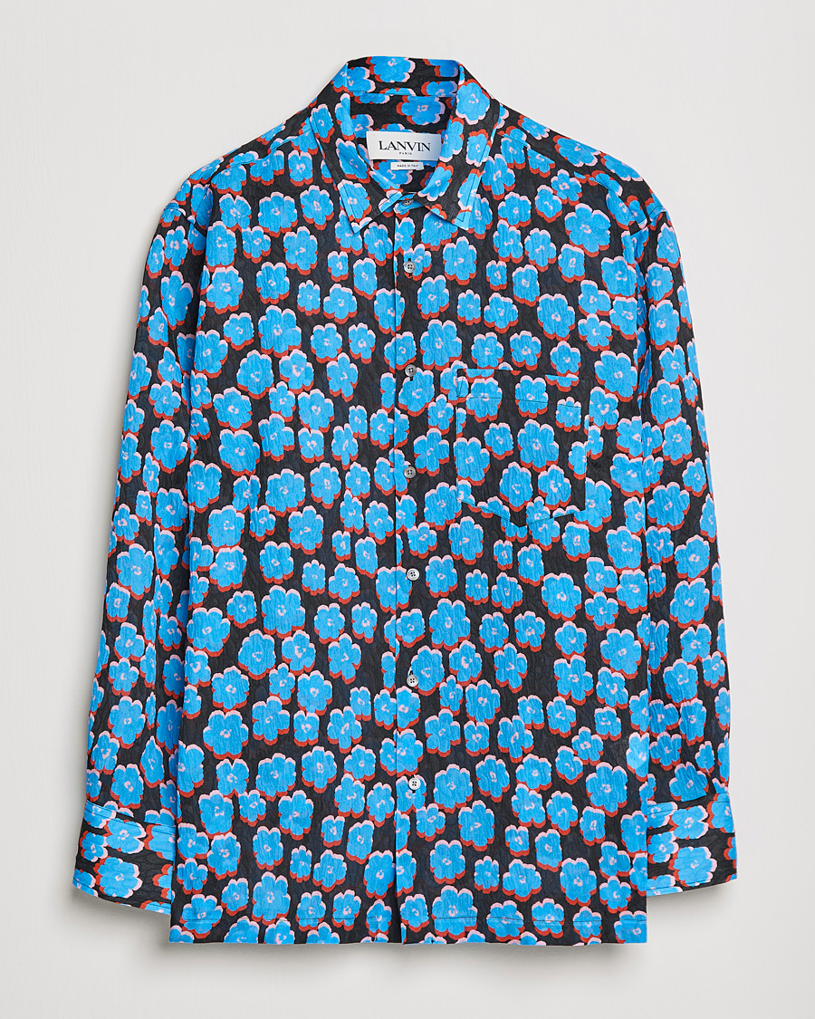 Herr | Skjortor | Lanvin | Printed Flower Shirt Black/Blue