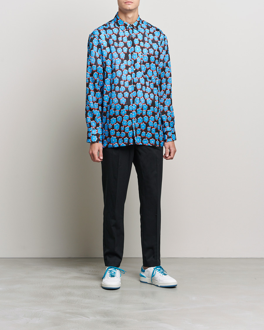Herr | Skjortor | Lanvin | Printed Flower Shirt Black/Blue