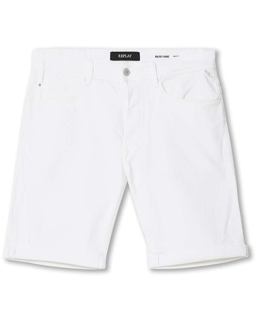 Replay RBJ901 Super Stretch Jeans Shorts White | Herr - Care of Carl