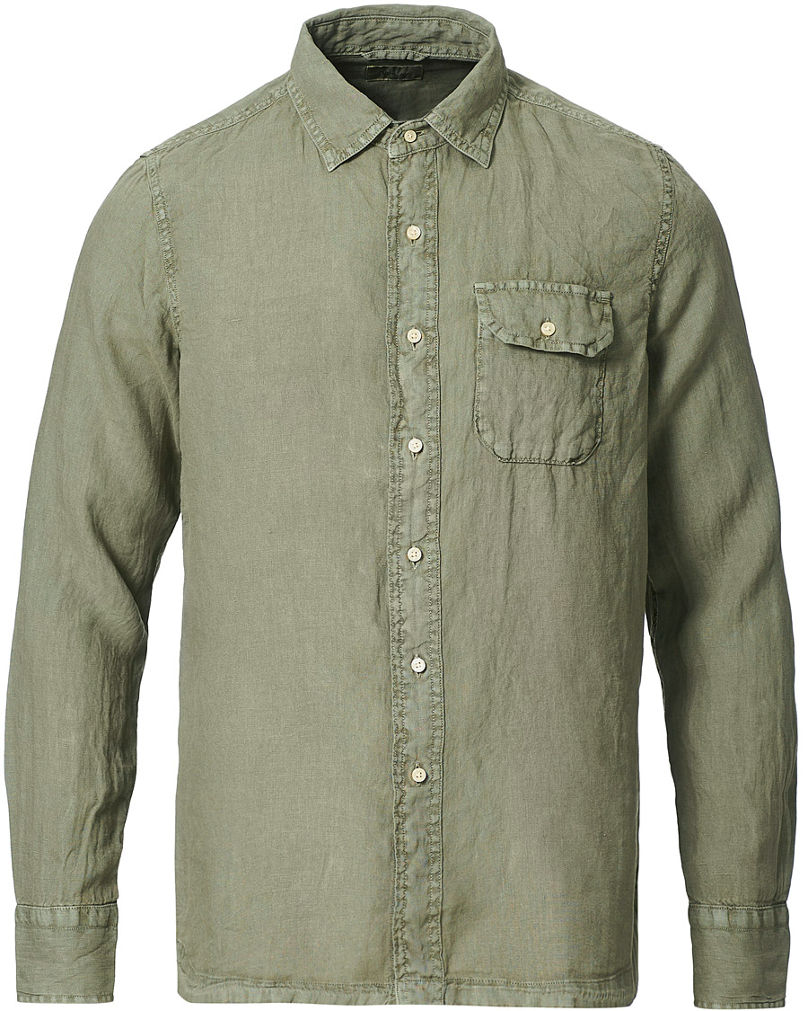 Herr | Skjortor | Replay | Pocket Linen Shirt Sage Green
