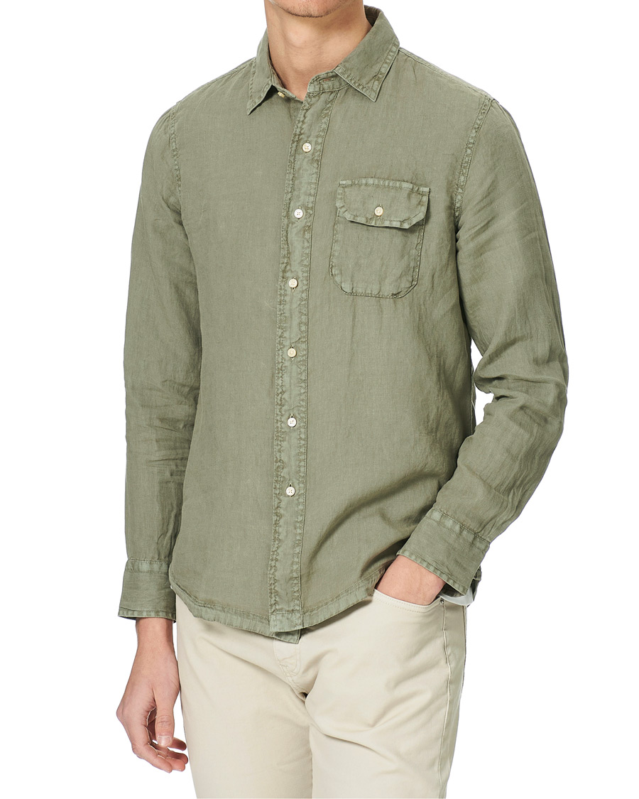 Herr | Skjortor | Replay | Pocket Linen Shirt Sage Green