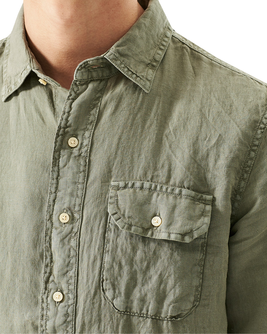 Herr | Skjortor | Replay | Pocket Linen Shirt Sage Green