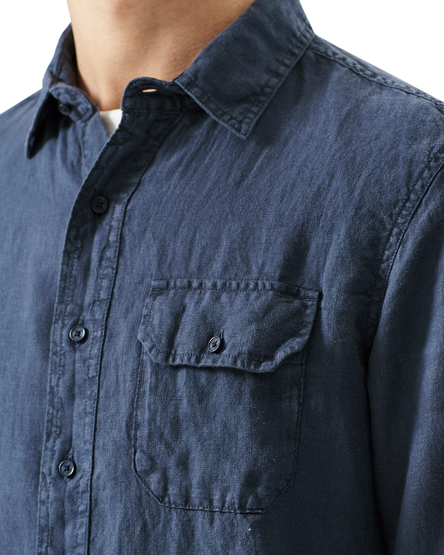 Herr | Skjortor | Replay | Pocket Linen Shirt Deep Blue