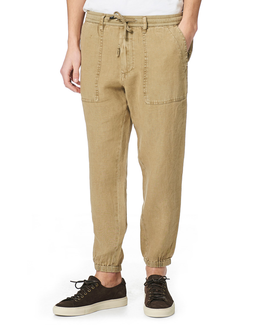 Herr | Byxor | Replay | Linen Drawstring Pants Khaki