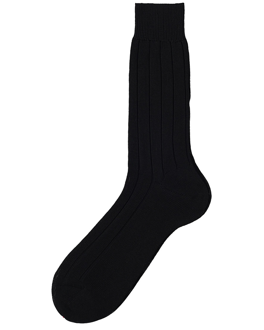Herr | Underkläder | Bresciani | Wide Ribbed Cotton Socks Black