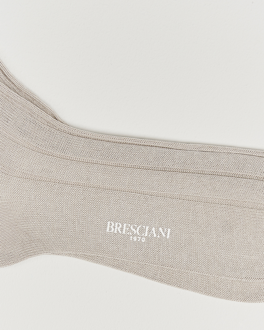 Herr | Underkläder | Bresciani | Wide Ribbed Cotton Socks Off White