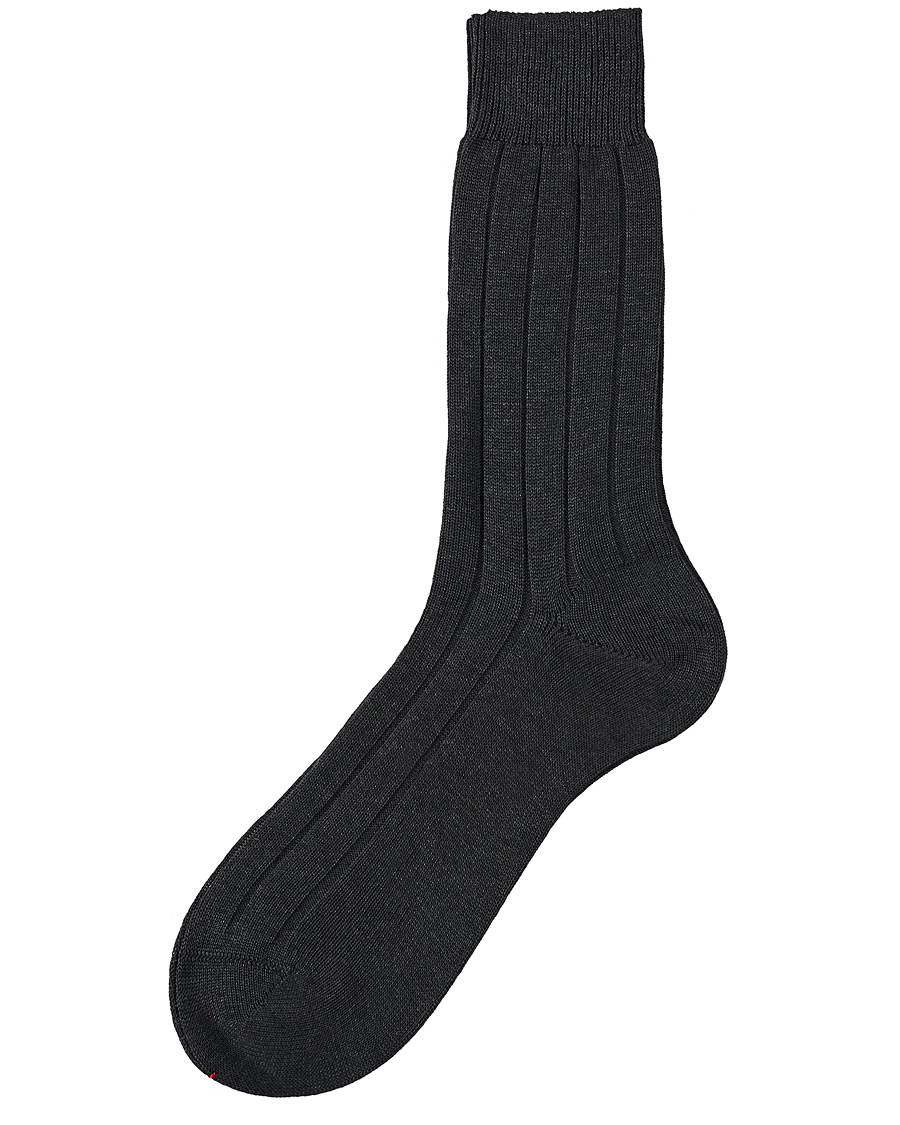 Herr | Underkläder | Bresciani | Wide Ribbed Cotton Socks Charcoal