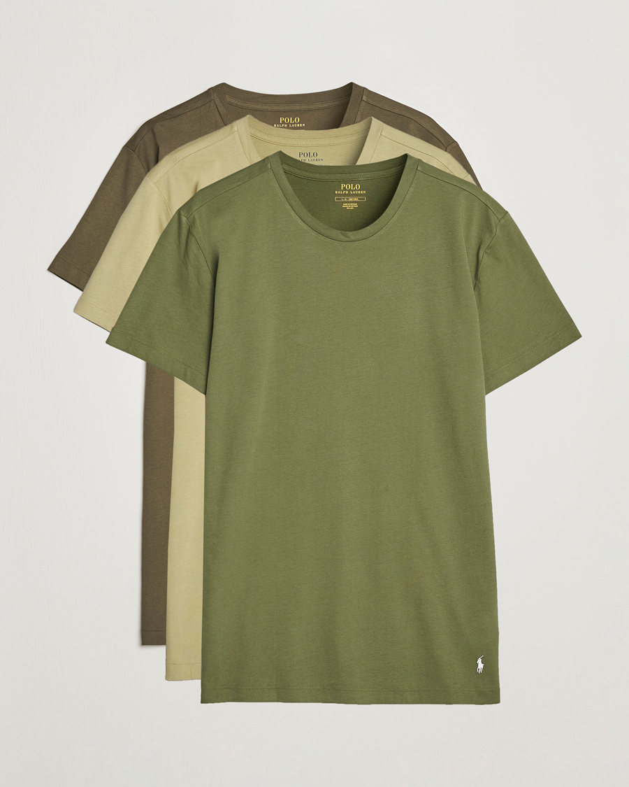 Herr | T-Shirts | Polo Ralph Lauren | 3-Pack Crew Neck T-Shirt Olive/Green/Dark Green