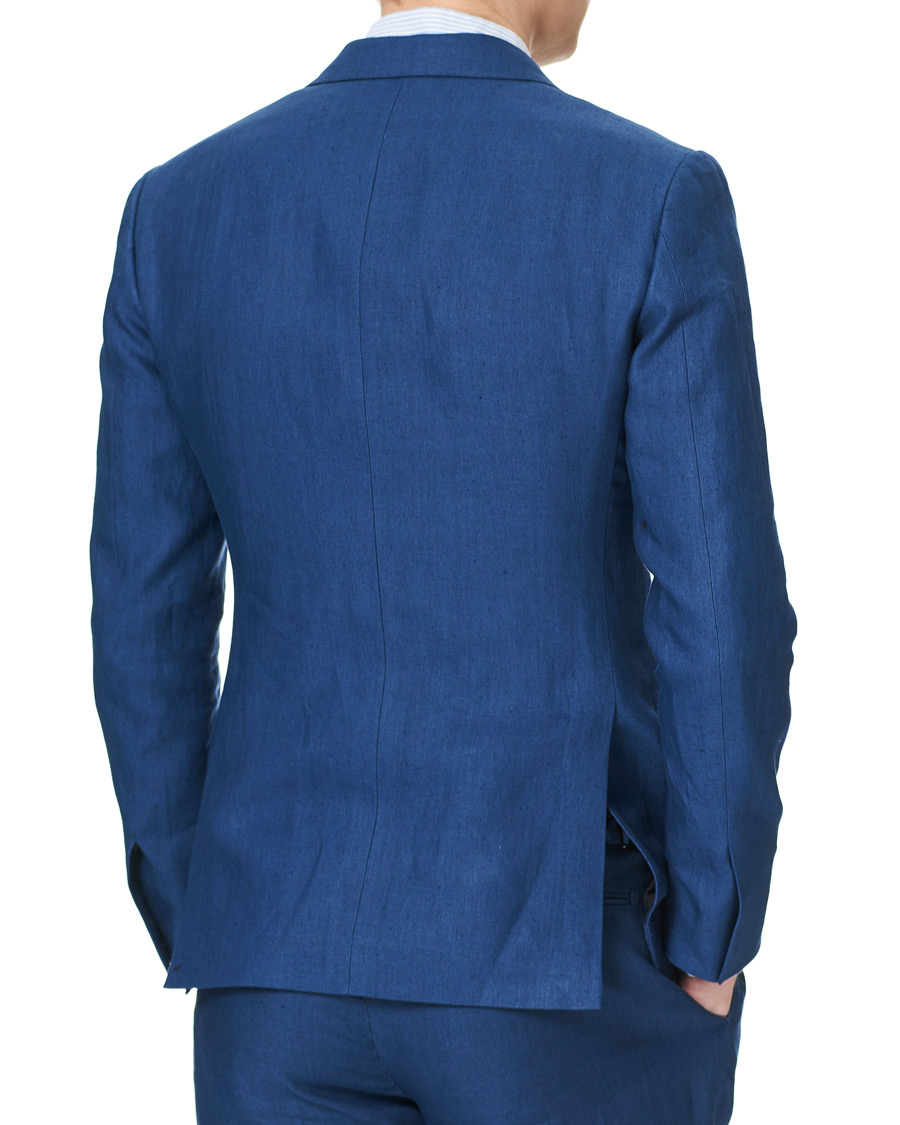 Herr | Kavajer | Ralph Lauren Purple Label | Double Breasted Linen Blazer Medium Blue