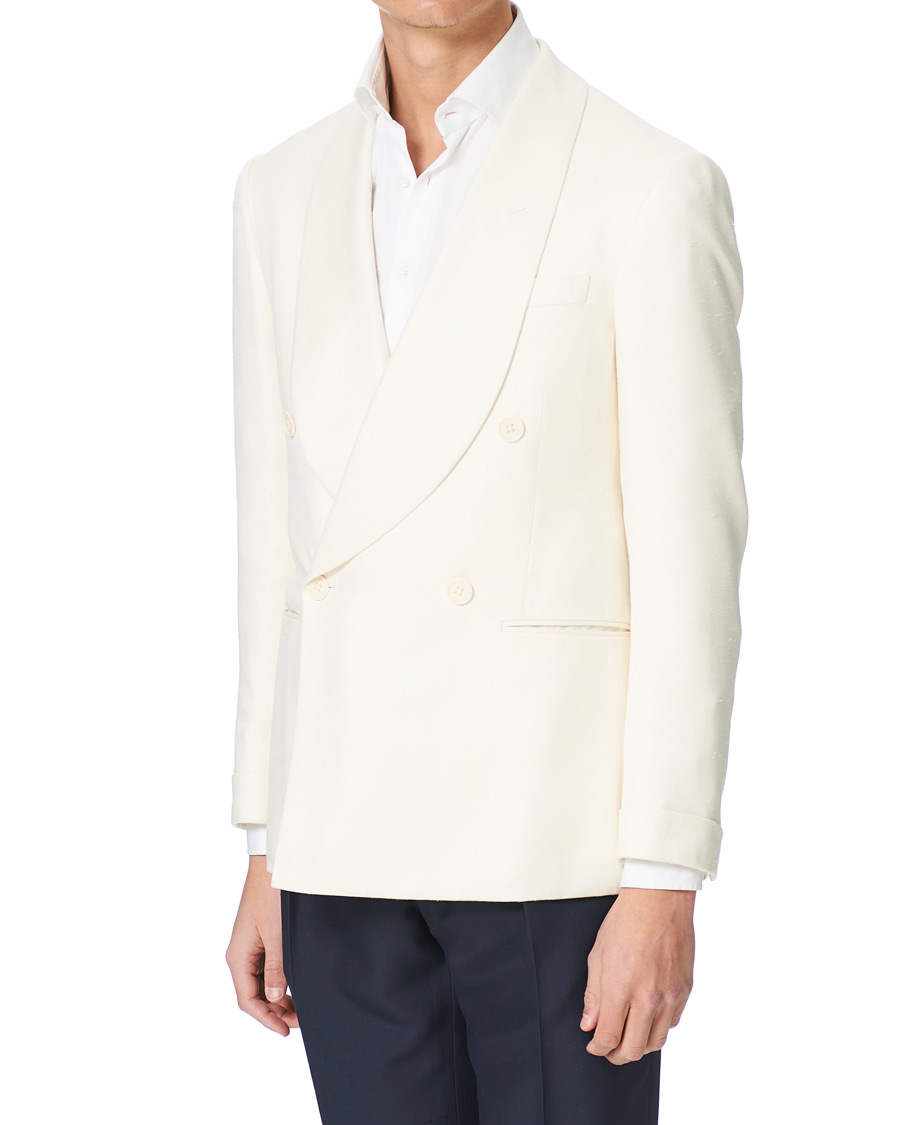 Herr | Kavajer | Ralph Lauren Purple Label | Double Breasted Mulberry Silk Blazer Cream