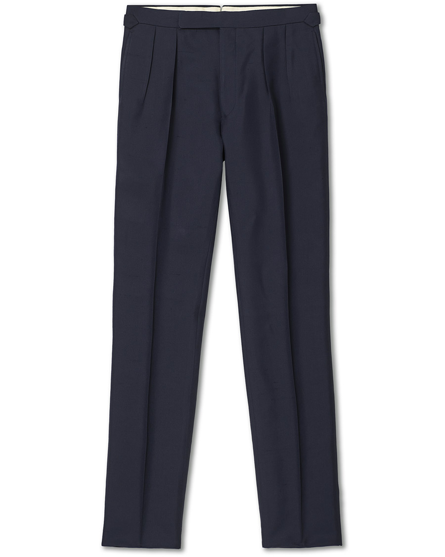 Herr | Byxor | Ralph Lauren Purple Label | Shantung Silk Trousers Navy