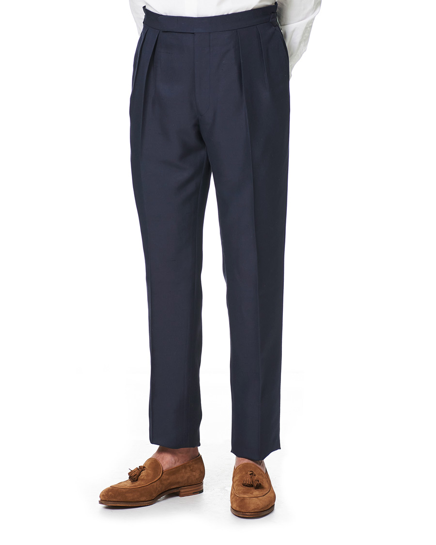 Herr | Byxor | Ralph Lauren Purple Label | Shantung Silk Trousers Navy