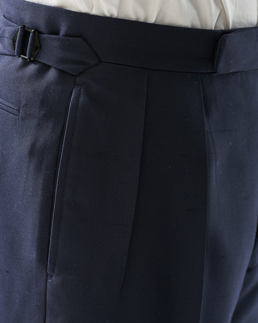 Herr | Byxor | Ralph Lauren Purple Label | Shantung Silk Trousers Navy