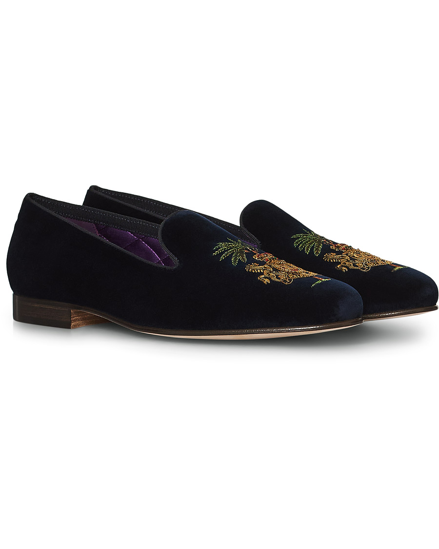 Herr | Ralph Lauren Purple Label Alonso Palm Crest Slippers Navy | Ralph Lauren Purple Label | Alonso Palm Crest Slippers Navy