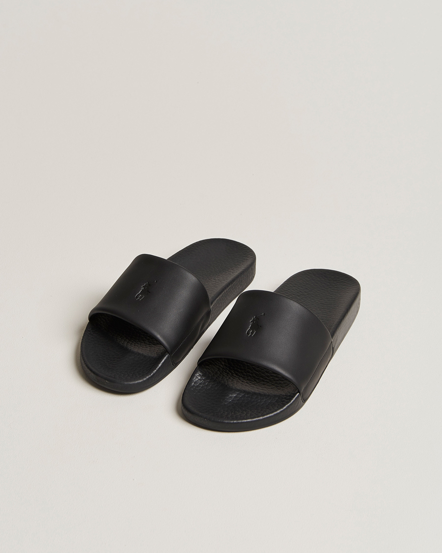 Herr | Sandaler & Tofflor | Polo Ralph Lauren | Leather Logo Slides Black