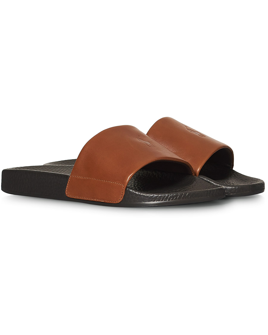 Herr | Polo Ralph Lauren Leather Slides Dark Brown | Polo Ralph Lauren | Leather Slides Dark Brown