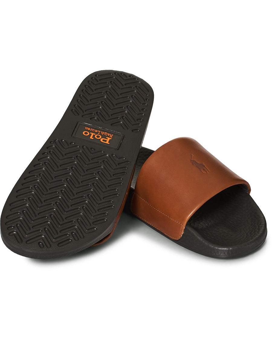 Herr | Polo Ralph Lauren Leather Slides Dark Brown | Polo Ralph Lauren | Leather Slides Dark Brown