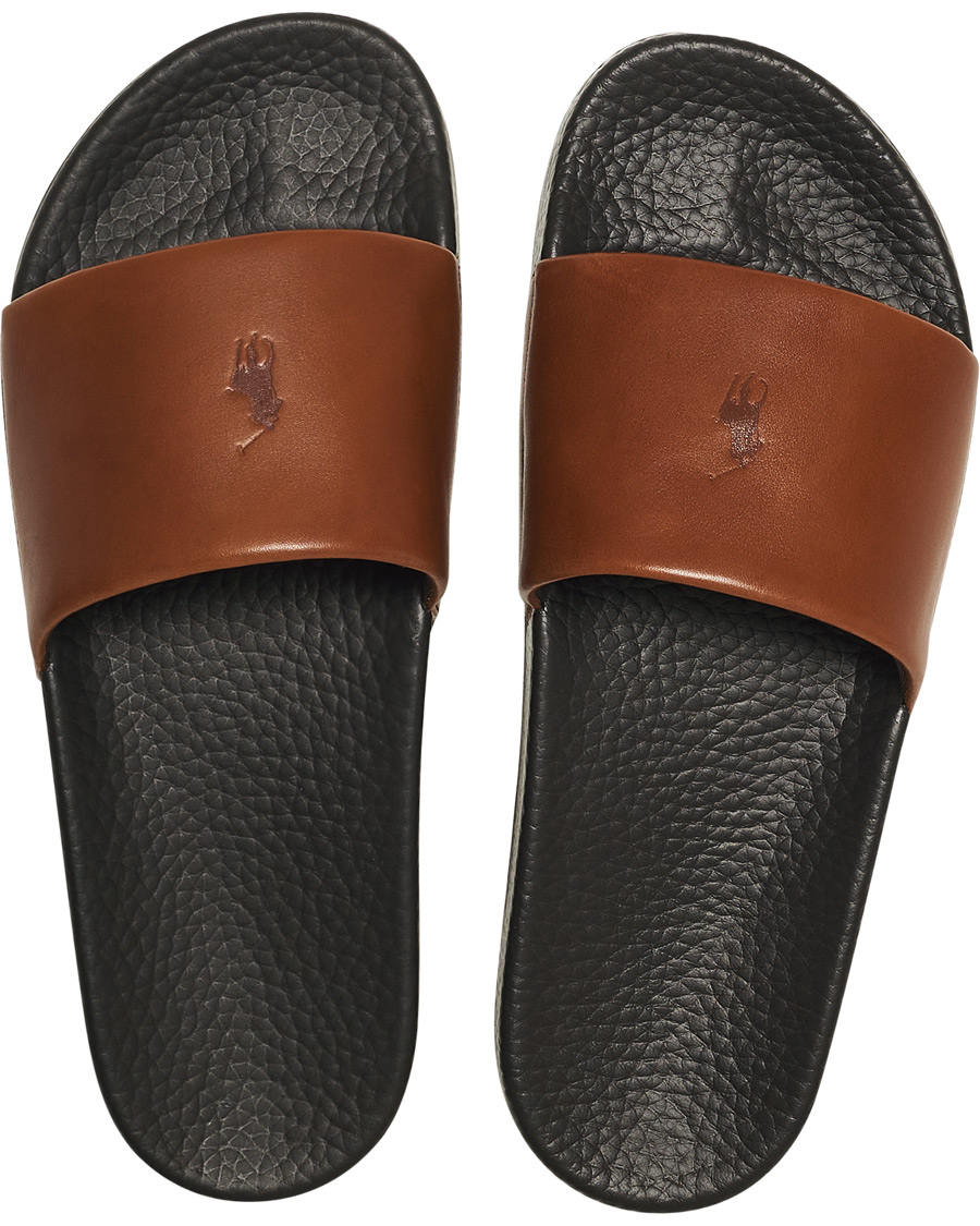 Herr | Polo Ralph Lauren Leather Slides Dark Brown | Polo Ralph Lauren | Leather Slides Dark Brown