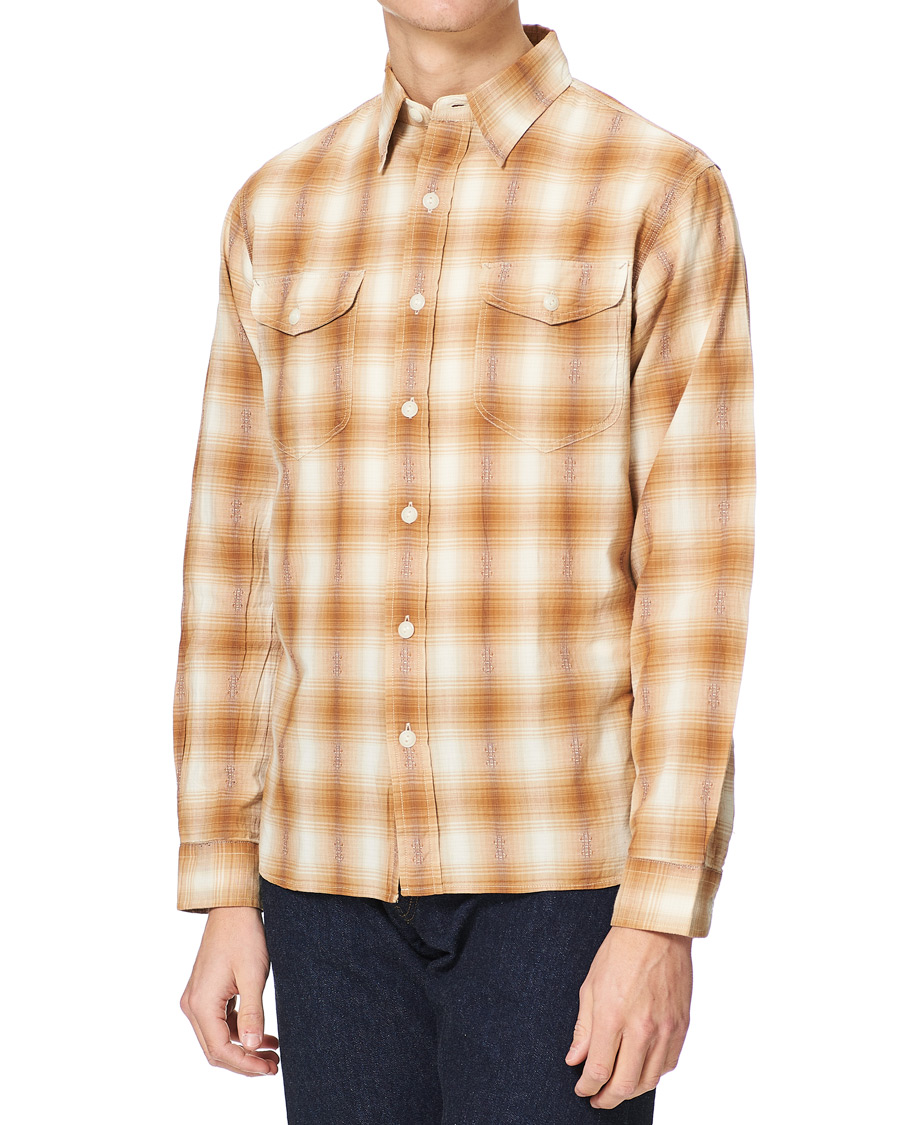 Herr | Skjortor | RRL | Lee Checked Overshirt Tan/Cream