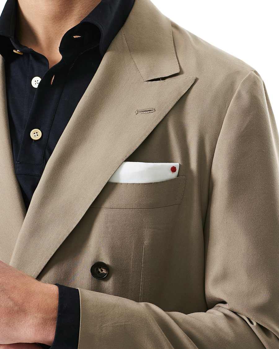 Herr | Kavajer | Kiton | Washed Silk Double Breasted Blazer Beige 48