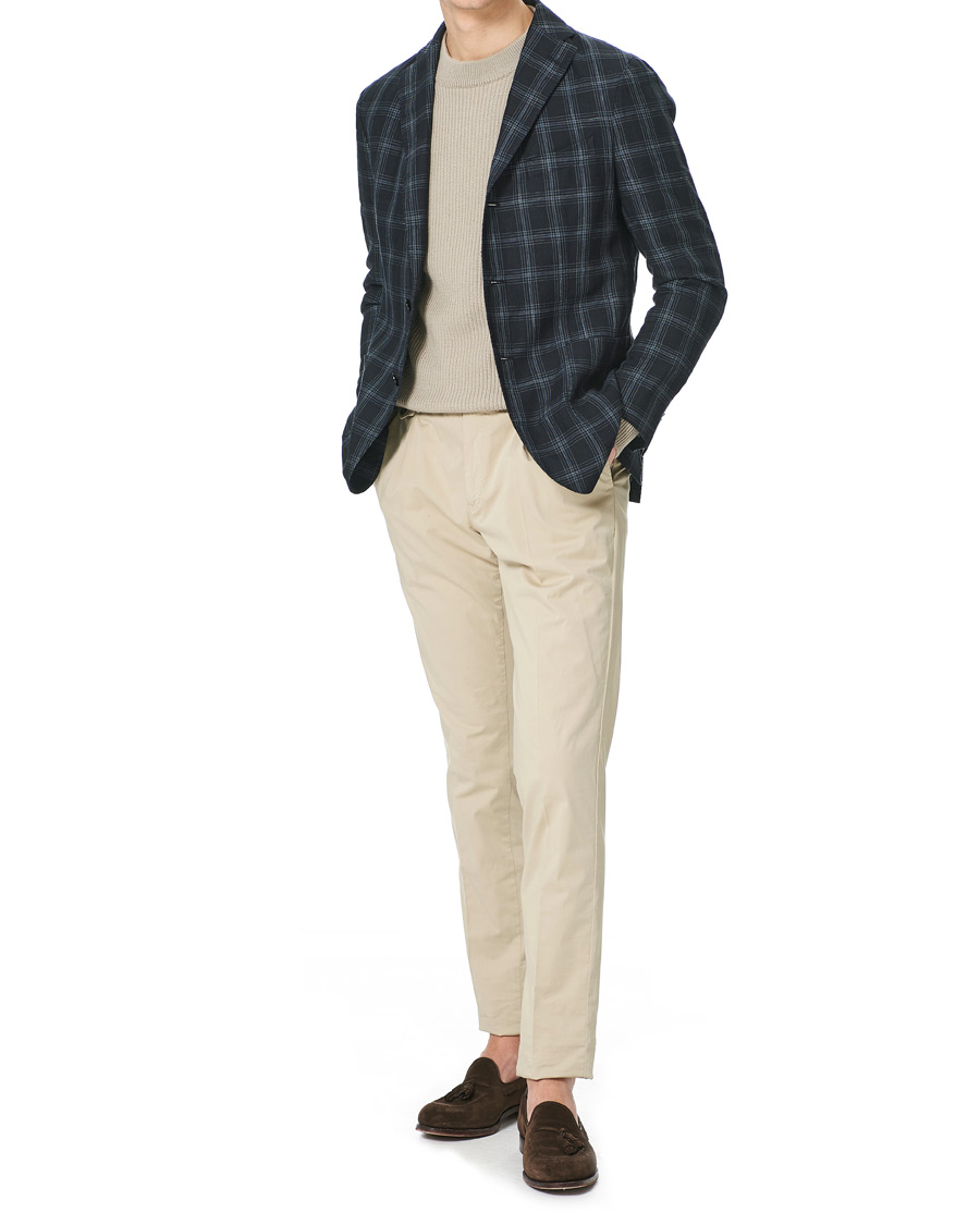 Herr | Kavajer | Boglioli | K Jacket Wool/Linen Overcheck Blazer Navy