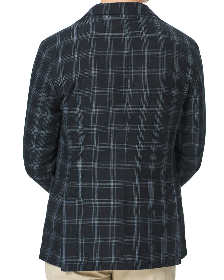 Herr | Kavajer | Boglioli | K Jacket Wool/Linen Overcheck Blazer Navy