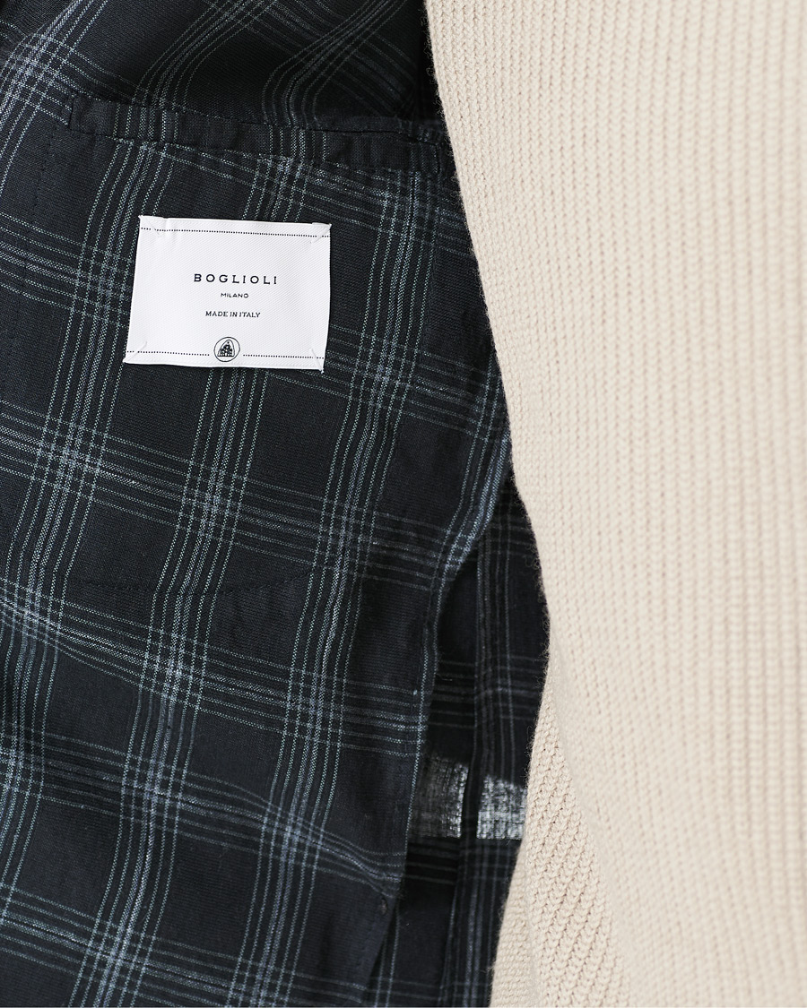 Herr | Kavajer | Boglioli | K Jacket Wool/Linen Overcheck Blazer Navy