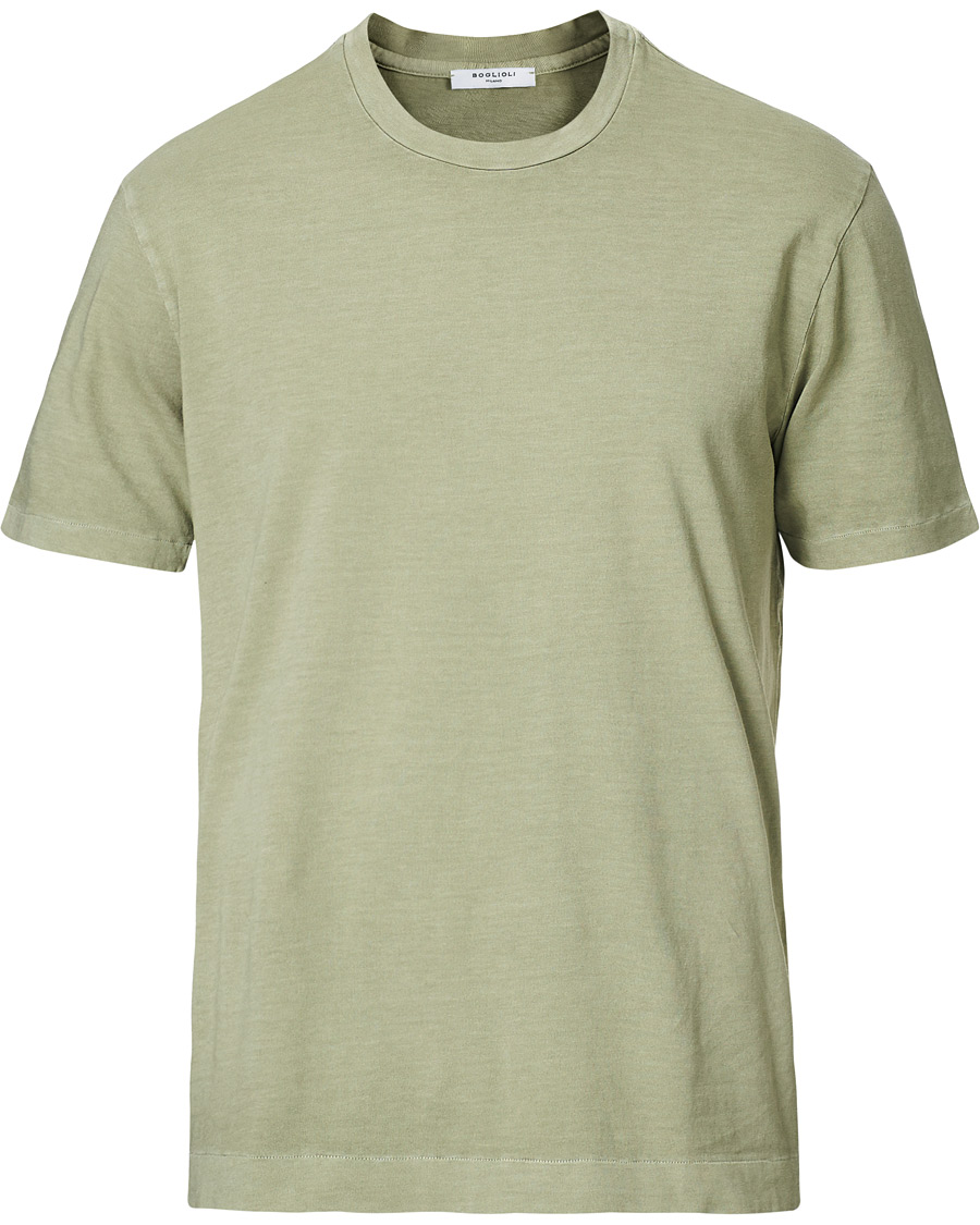 Herr | T-Shirts | Boglioli | Washed Cotton T-Shirt Sage Green