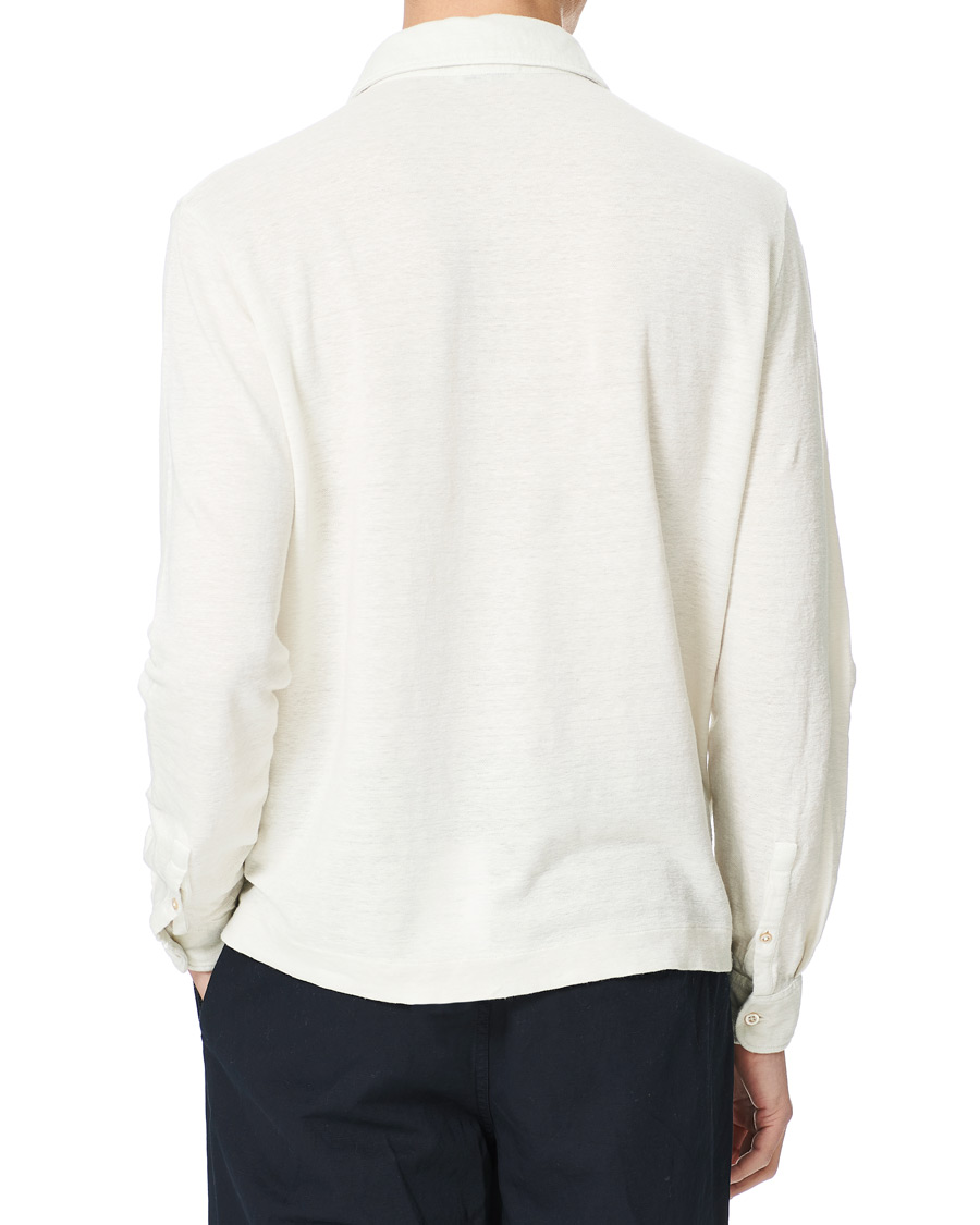 Herr | Tröjor | Boglioli | Washed Linen Long Sleeve Polo White