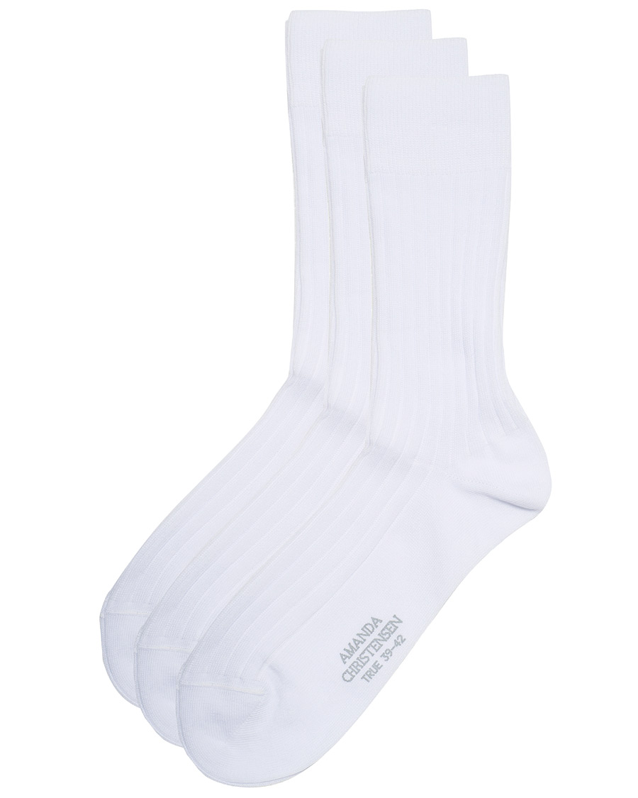 Herr | Underkläder | Amanda Christensen | 3-Pack True Cotton Ribbed Socks White