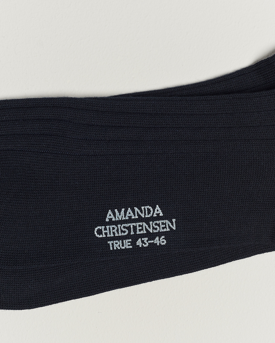 Herr | Vanliga strumpor | Amanda Christensen | 3-Pack True Cotton Ribbed Socks Dark Navy