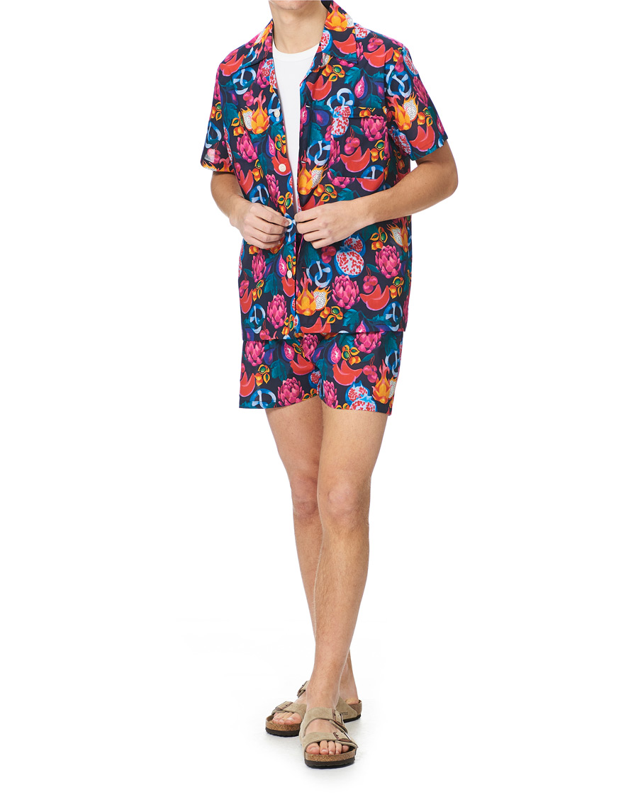 Herr | Pyjamas & Morgonrockar | Derek Rose | Shortie Mutli Printed Cotton Pyjama Set Navy