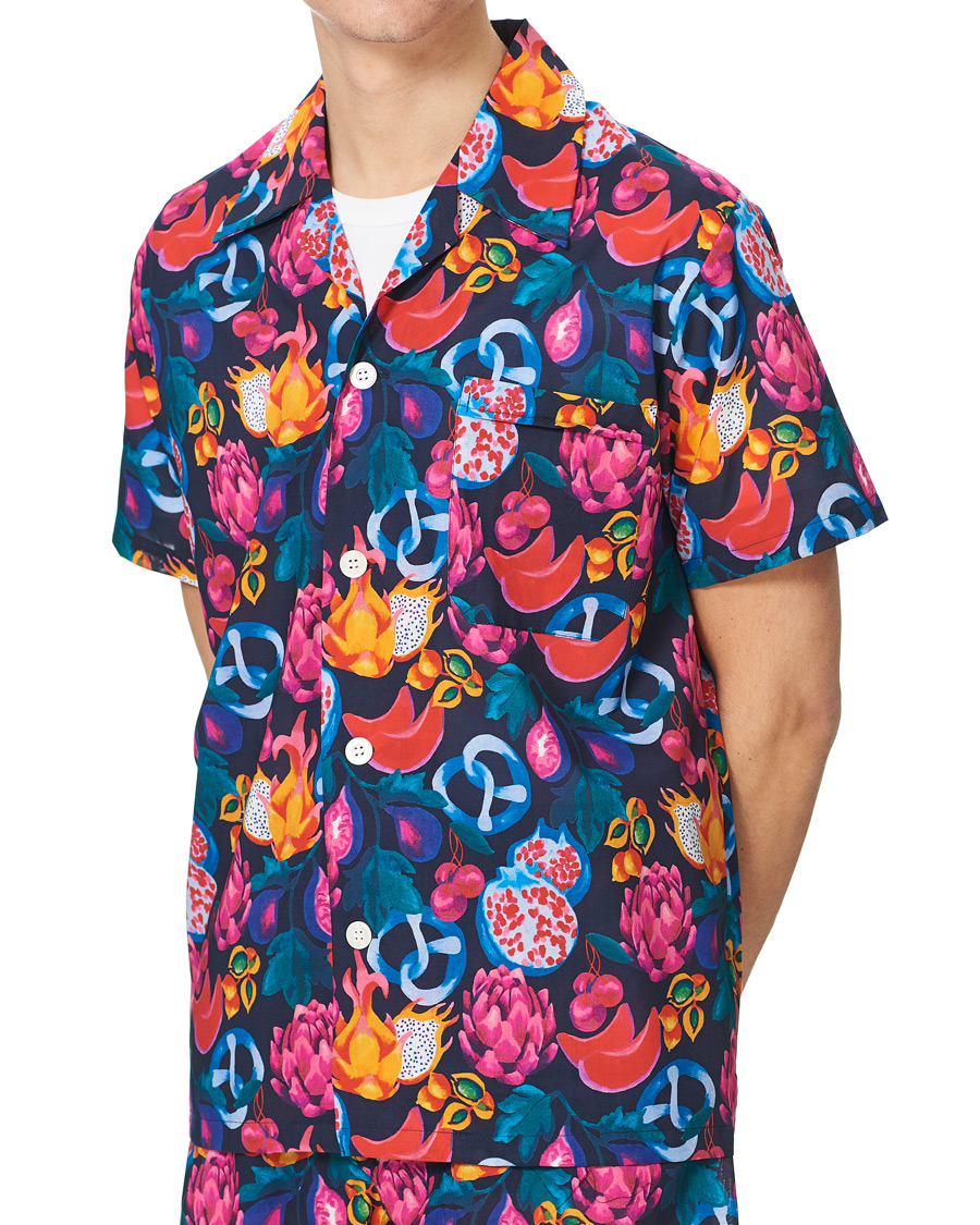 Herr | Pyjamas & Morgonrockar | Derek Rose | Shortie Mutli Printed Cotton Pyjama Set Navy
