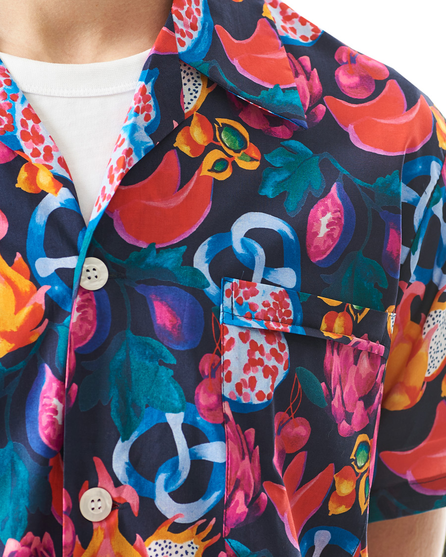 Herr | Pyjamas & Morgonrockar | Derek Rose | Shortie Mutli Printed Cotton Pyjama Set Navy