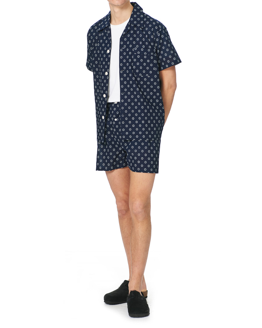 Herr | Pyjamas & Morgonrockar | Derek Rose | Shortie Printed Cotton Pyjama Set Navy
