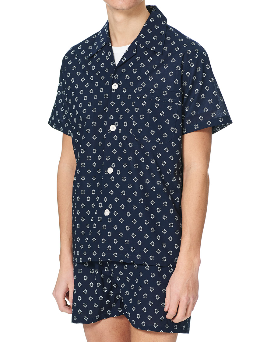 Herr | Pyjamas & Morgonrockar | Derek Rose | Shortie Printed Cotton Pyjama Set Navy