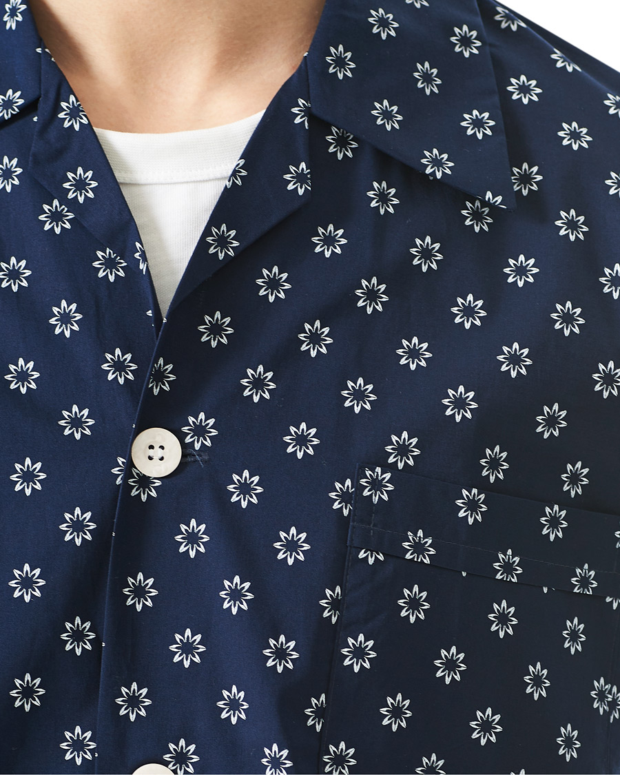 Herr | Pyjamas & Morgonrockar | Derek Rose | Shortie Printed Cotton Pyjama Set Navy