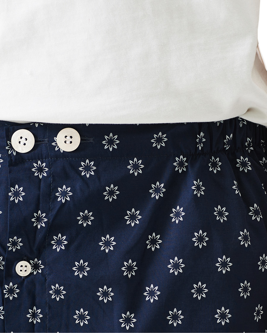 Herr | Pyjamas & Morgonrockar | Derek Rose | Shortie Printed Cotton Pyjama Set Navy