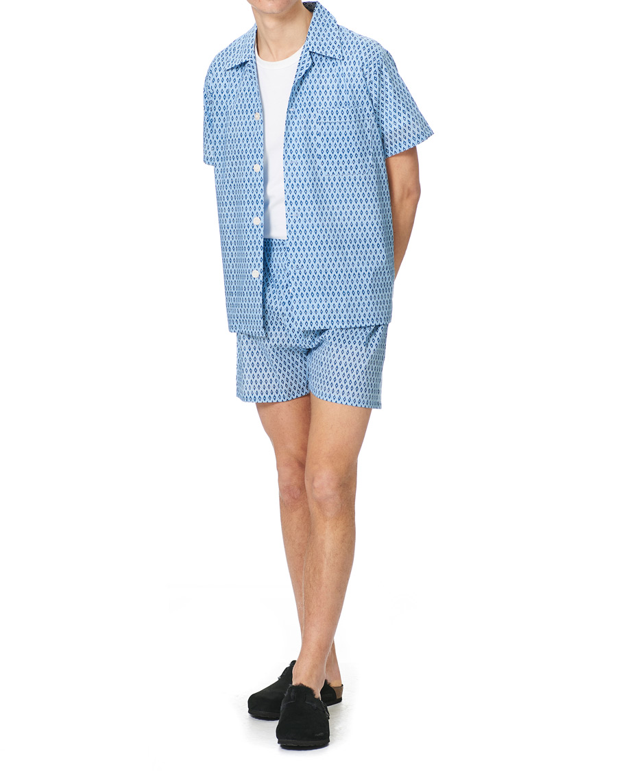 Herr | Pyjamas & Morgonrockar | Derek Rose | Shortie Printed Cotton Pyjama Set Blue