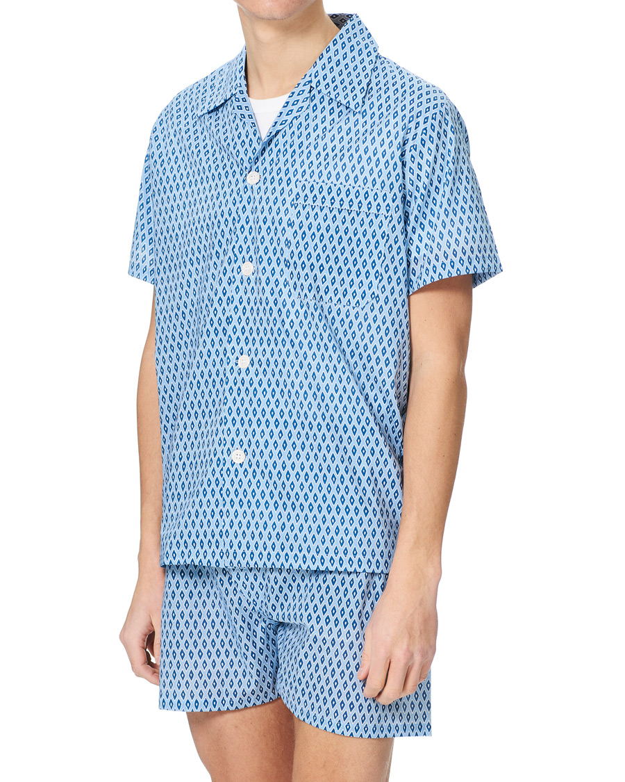 Herr | Pyjamas & Morgonrockar | Derek Rose | Shortie Printed Cotton Pyjama Set Blue